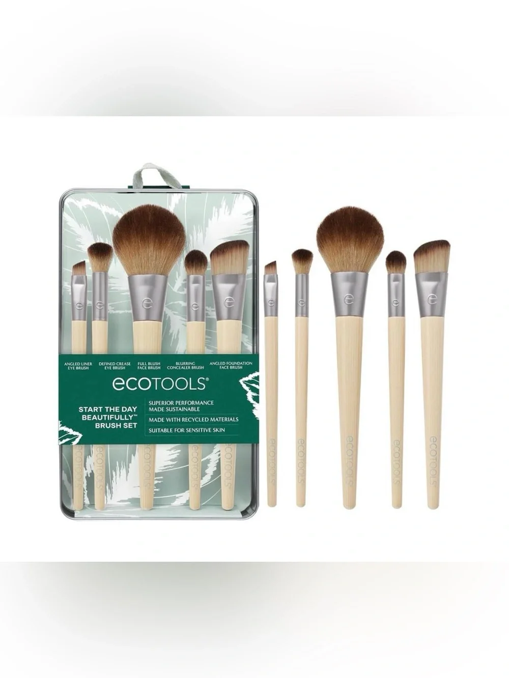 ecotools Bamboo Handle Makeup Brush Set - Natural, Silver & Brown